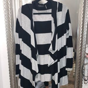 Black & Grey striped hooded sweater